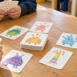 キャラクターカードを見ながら遊ぶ子どもたちの手元