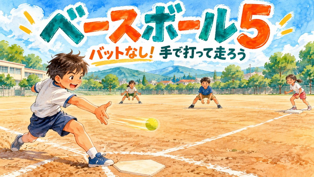 バットを使わず手でボールを打つベースボール5のオリジナルイラスト
